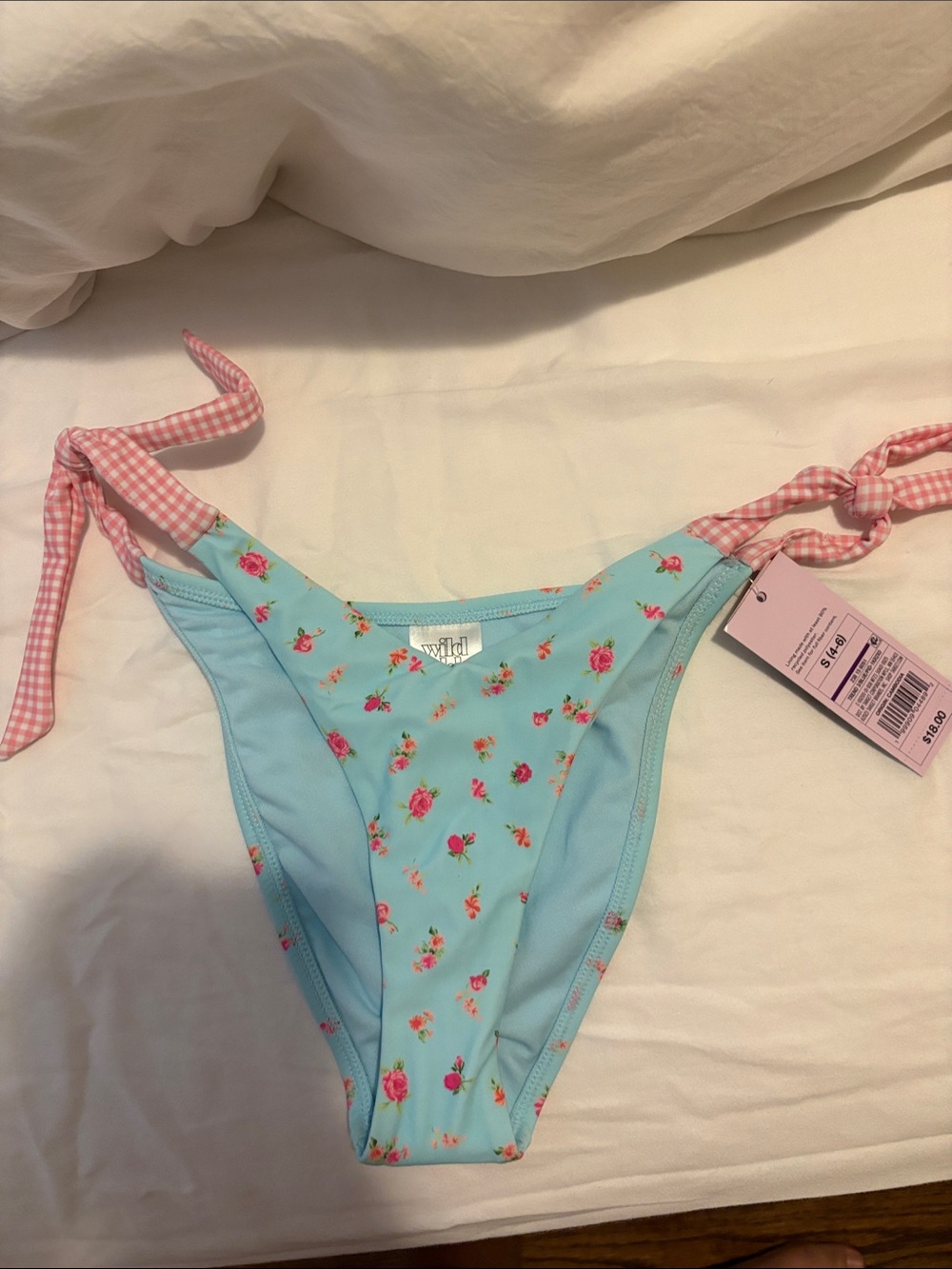 Demitra Dais Wild Fable Light Blue Floral Tie-Side Bikini Bottoms